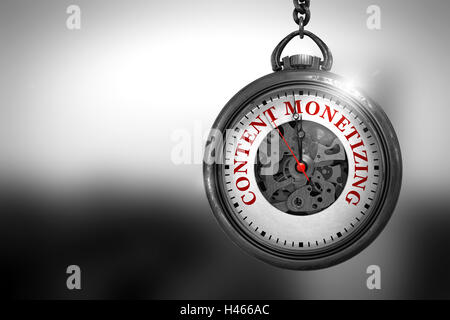 La monétisation de contenu sur Vintage montre de poche. 3D Illustration. Banque D'Images