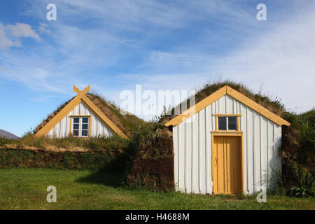 Les huttes, Laufas, l'Islande, Banque D'Images