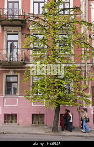 La Lituanie, Vilnius, Vieille Ville, Sodu Gatve, house, old building, arbre, passant, le modèle ne libération, Banque D'Images