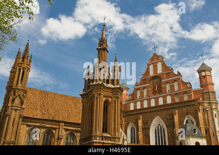 La Lituanie, Vilnius, vieille ville, église du Saint Anna, église du Saint François d'Assise, Maironis Gatve, détail, Banque D'Images