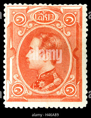 Thaïlande - Circa 1883 : un timbre-poste thaïlandais de l'original imprimé en série Solot 1883 représentant Sa Majesté le Roi. Banque D'Images