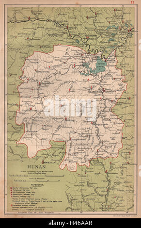 Hunan Hunan province (Chine) la carte. Changsha. 1908 STANFORD ancienne Banque D'Images