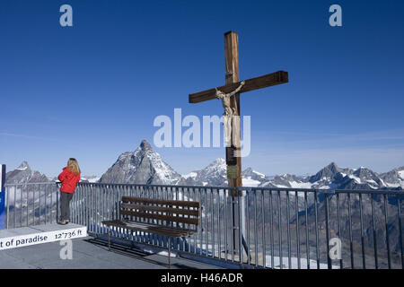 Suisse, Valais, Zermatt (village), mountain Exposure Catered (), lookout, cross, touristiques, Banque D'Images