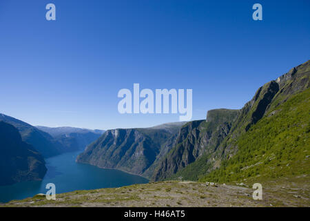 Aurlandsfjord, Aurland, Sogn og Fjordane, Norvège, Scandinavie, Banque D'Images