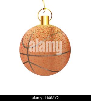 Un spakly d'or et décoration de basket-ball de l'arbre de Noël Illustration de Vecteur