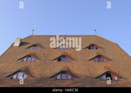 Toit de maison, lucarnes, lucarnes, sourcil, Rothenburg ob der Tauber, Banque D'Images