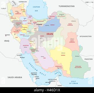 Carte administrative de l'Iran Illustration de Vecteur