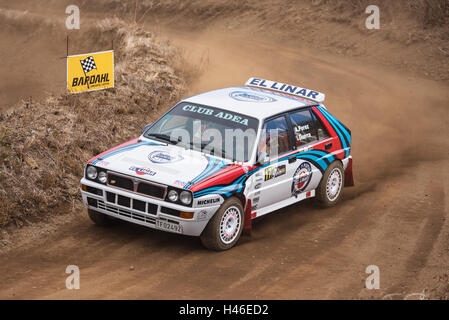 LA PALMA, ESPAGNE - 10 SEPTEMBRE : Lancia Delta HF integrale au cours de rally show Villa de Mazo le 10 septembre 2016 à La Palma. Banque D'Images