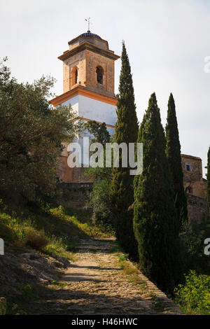 Chemin jusqu'à l'Ermita de Sant Josep chapelle de Saint Joseph à Xativa Espagne Banque D'Images