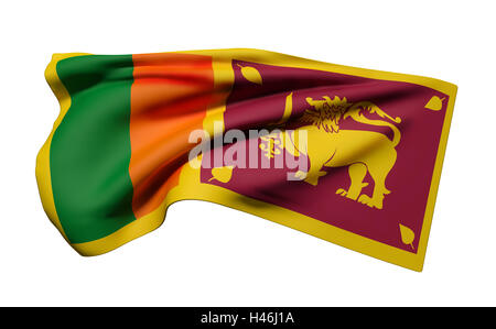 Le rendu 3D de la République socialiste démocratique de Sri Lanka drapeaux sur fond blanc Banque D'Images