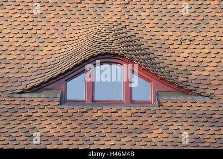 Toit de maison, lucarnes, lucarnes, sourcil, Rothenburg ob der Tauber, Banque D'Images