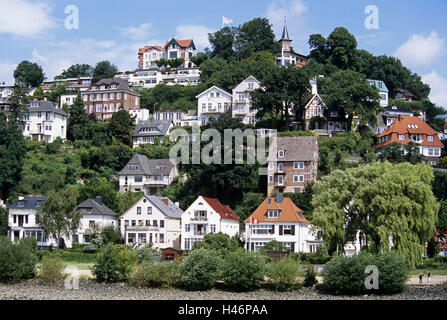 Allemagne, Hamburg-Blankenese, vue sur ville, maisons de campagne, montagne, l'hiloire de la prospérité, la richesse, Hambourg, Blankenese, partie ville, maisons, immeubles, maisons, Banque D'Images