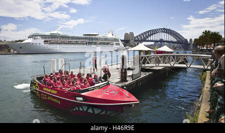 L'Australie, de Sydney, le Harbour Bridge, bateau de vitesse, Banque D'Images