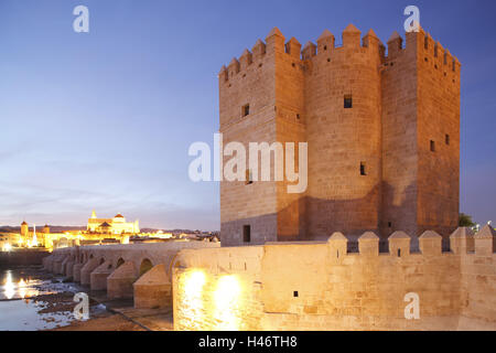 Espagne, Andalousie, Cordoue, Torre de la Calahorra, crépuscule, Banque D'Images