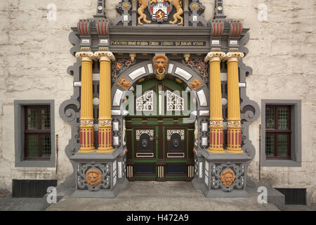 Allemagne, Basse-Saxe, Hann. Münden, portail de l'hôtel de ville, Banque D'Images