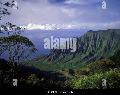 Les USA, Hawaii, Kauai, bien Pali Kalalau Valley, Côte, vue depuis le Kalalau Look-out, Banque D'Images