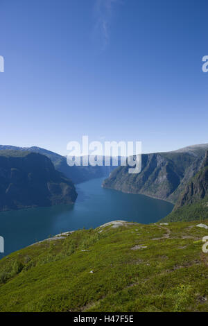 Aurlandsfjord, Aurland, Sogn og Fjordane, Norvège, Scandinavie, Banque D'Images