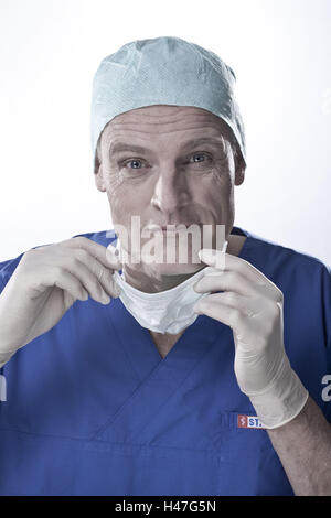 Op. médecin avec masque, portrait, Banque D'Images