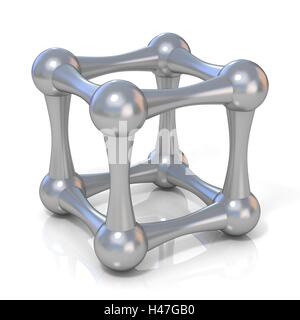 Treillis métallique cube. Vue de côté. Rendu 3D illustration isolé sur fond blanc Banque D'Images