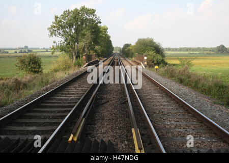 Ligne de chemin de fer, Amberley, West Sussex, Angleterre Banque D'Images