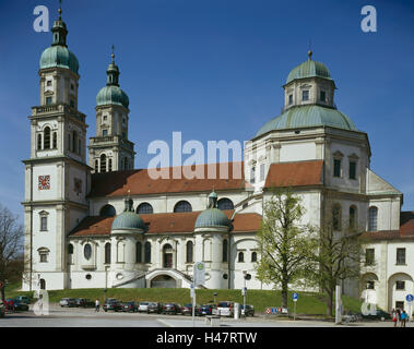 Allemagne, Bavière, Allgäu, Kempten, Basilique de Saint-Laurent, ville de résidence, l'espace, point d'intérêt, d'un bâtiment, l'architecture, l'église, la construction de l'église, sacré, de clochers, de style architectural, baroque, église baroque, Banque D'Images