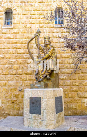 Le monument au roi David situé à côté de son site d'enfouissement sur la montagne de Sion Banque D'Images