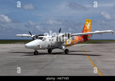 Les Seychelles, Mahe, aéroport, petit avion, Banque D'Images