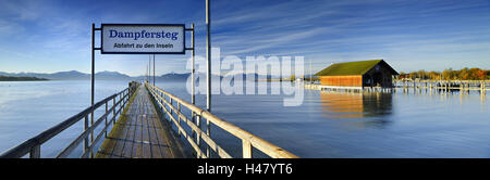 L'Allemagne, la Bavière, le lac de Chiemsee, embarcadère près de Grabenstätt, Banque D'Images