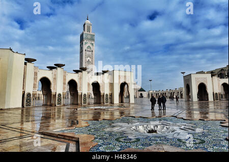 Vue sur la Grande Mosquée Hassan II de Casablanca, la vue la plus impressionnante, achevée en 1994. Banque D'Images