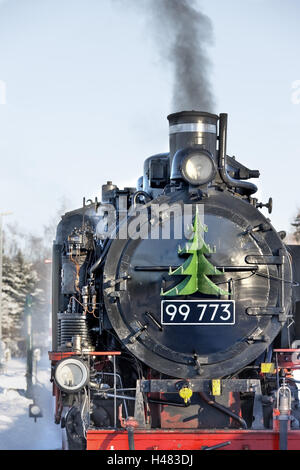 Allemagne, Saxe, Brissago, locomotive, vue de face, close-up, Banque D'Images