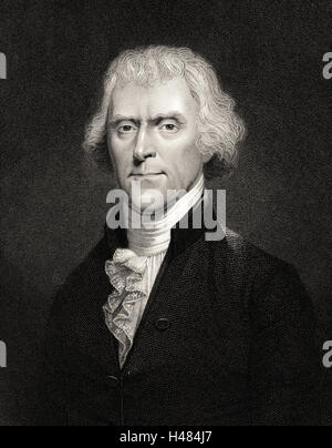 Thomas Jefferson (1743-1826) 3e président des États-Unis d'Amérique Banque D'Images