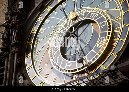 Cadran solaire, Town Square, marché, Vieille Ville, Prague, horloge, la main, l'heure, l'heure, le couteau, l'astronomie, Banque D'Images