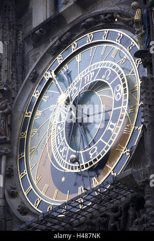 Cadran solaire, Town Square, marché, Vieille Ville, Prague, horloge, la main, l'heure, l'heure, le couteau, l'astronomie, Banque D'Images