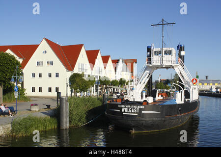 Allemagne, Bavière, Wolgast, vieux port avec l'île de blocage, Banque D'Images