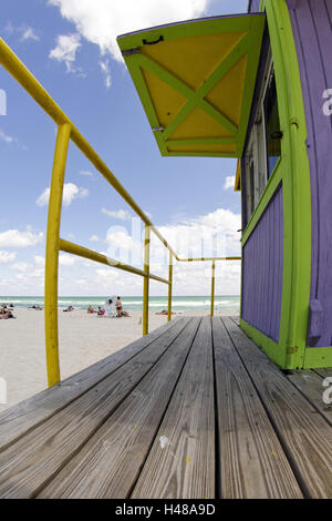 Beach lifeguard tower ST', '12 dans un style Art Déco, l'océan Atlantique, Miami South Beach, quartier Art déco, Florida, USA, Banque D'Images