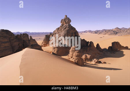 La Libye, le Djebel Akakus, désert, montagnes, désert, l'Afrique du Nord, paysages sauvages, paysages, désert, sable, roche, la bile, la solitude, l'isolement des formations, sortie, sécheresse, sécheresse, pénurie d'eau, la vie-hostilely, la géologie, la nature, Banque D'Images