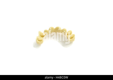 Définir les dentiers, pont avant, cog cog laboratoire, cogs, incisives, dents avant, substituer, artificiellement, white, cog précaution, dentisterie, plastique, porcelaine, santé, politique de santé, photographie de produits, Banque D'Images