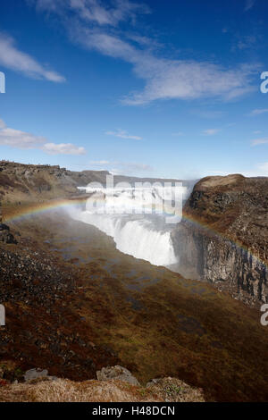 Cascade de gullfoss avec rainbow dans le cercle d'or l'Islande Banque D'Images
