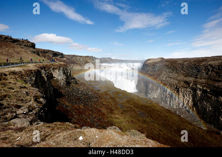 Cascade de gullfoss avec rainbow dans le cercle d'or l'Islande Banque D'Images