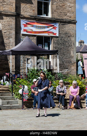 Singer Lancashire Belle, les réceptions à la Barnard Castle 1940 Teesdale, week-end, County Durham UK Banque D'Images