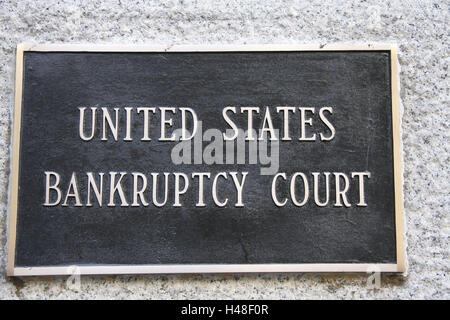 Les USA, New York City, au sud du district, signe, United States Bankruptcy Court, en Amérique du Nord, ville, lieu de destination, d'intérêt, tourisme, bâtiment, architecture, à l'extérieur, signer, l'icône, l'insolvabilité, la faillite, l'économie, faillite, crise financière, Banque D'Images