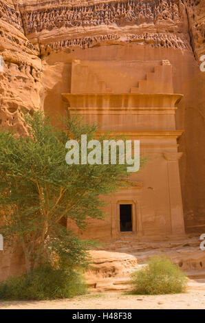 En entrée tombeau Madain Saleh, l'Arabie Saoudite Banque D'Images
