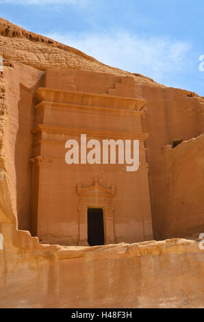 En entrée tombeau Madain Saleh, l'Arabie Saoudite Banque D'Images