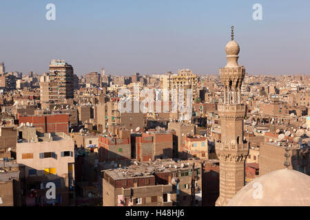 Egypte, Caire, vue à partir de la mosquée d'Ibn Tulun sur la vieille ville, Banque D'Images