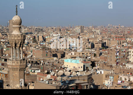 Egypte, Caire, vue à partir de la mosquée d'Ibn Tulun sur la vieille ville, Banque D'Images