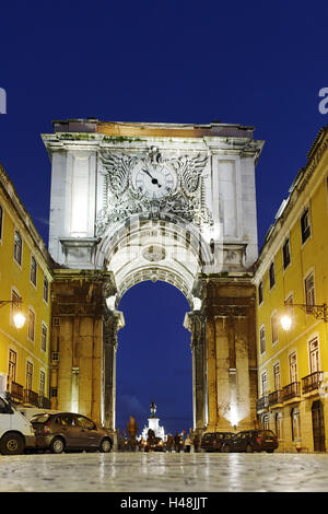 Arco da Rua Augusta, Praca do Comercio, la place commerciale, quartier de Baixa, Lisbonne, Portugal, Banque D'Images