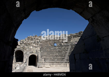 La Jordanie, ville antique de Gadara, Umm Qais, partie des 10 gramms polity, théâtres de l'ouest, Banque D'Images