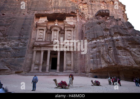 La Jordanie, Pétra, ville rock Khazne al-Firaun, maison du trésor du pharaon, Banque D'Images