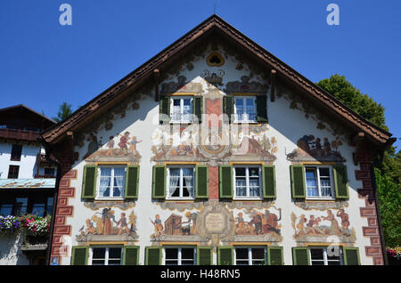 L'Allemagne, la Haute-Bavière, bunting's Valley, Oberammergau, Hänsel-und-Gretel-Haus, peintures, Lüftlmalerei, Banque D'Images