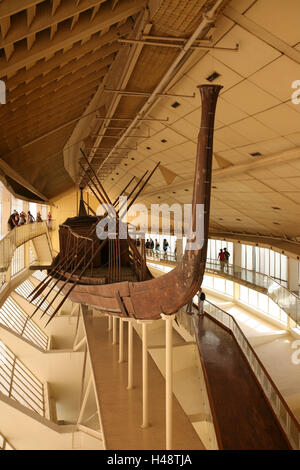 L'Égypte, Gizeh Cheops, bateau à rames, bateau à rames solaire musée, Banque D'Images